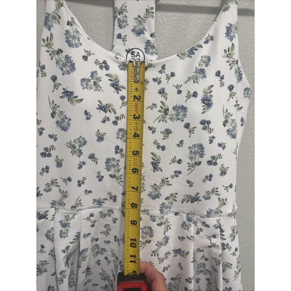 Sage Collective Size S White/ Blue Floral Racerback Fit & Flare Active Dress - Picture 11 of 12